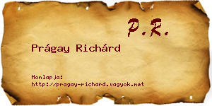 Prágay Richárd névjegykártya